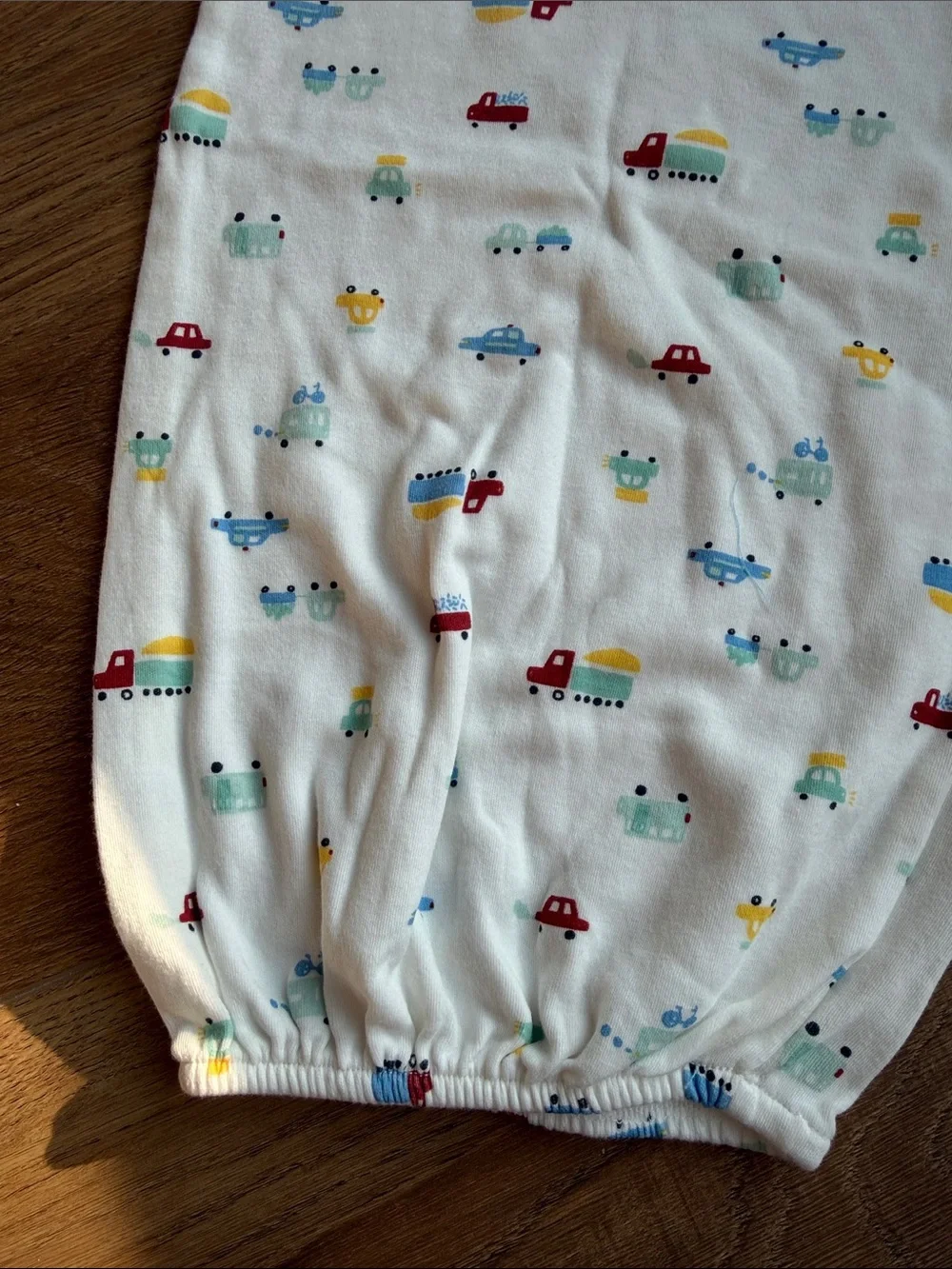 Starting Out Cream Baby Sleep Gown with Blue Trim and Vehicle Print 0-6M